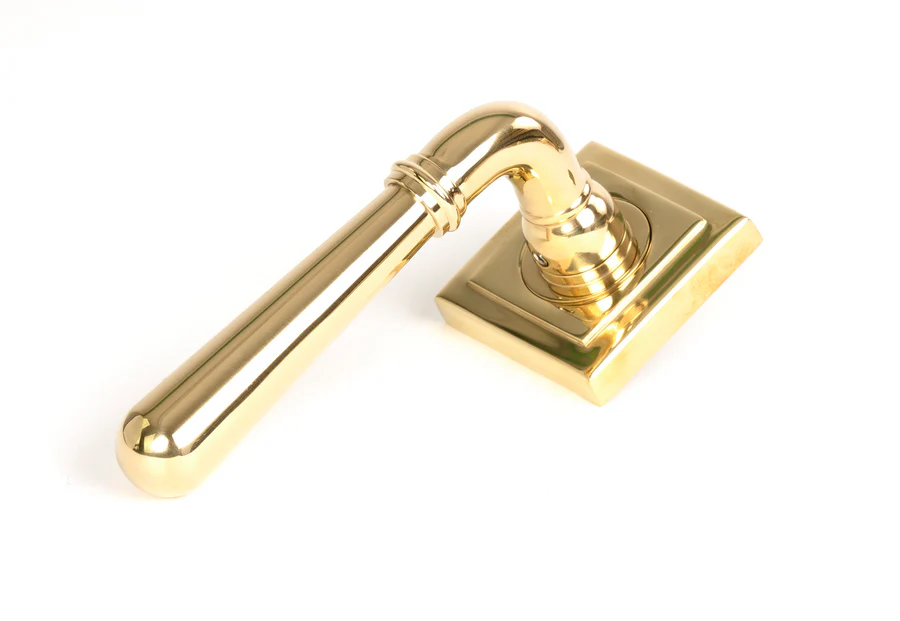FTA 50625 POLISHED BRASS NEWBURY LEVER ON ROSE SET (SQUARE) - UNSPRUNG