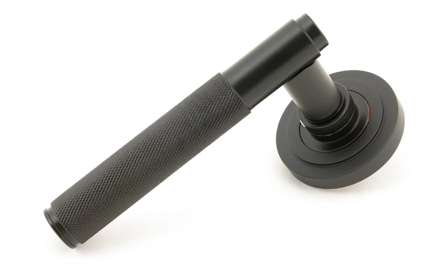 FTA 50100 AGED BRONZE BROMPTON LEVER ON ROSE SET (ART DECO) - UNSPRUNG