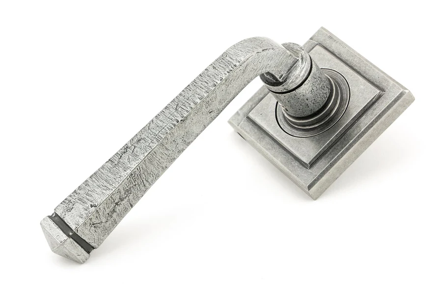 FTA 49968 PEWTER AVON ROUND LEVER ON ROSE SET (SQUARE) - UNSPRUNG