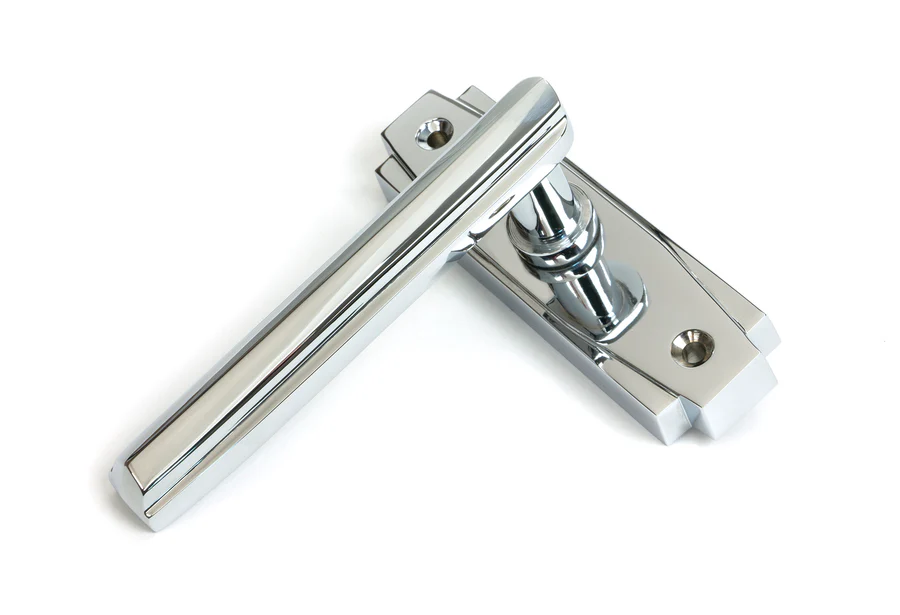 FTA 51194 POLISHED CHROME ART DECO LEVER ON ROSE SET