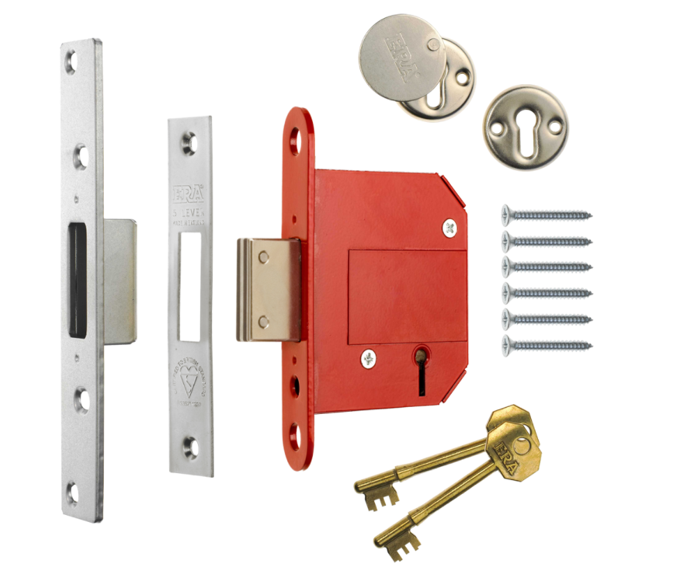 ERA FORTRESS BRITISH STANDARD 5-LEVER DEADLOCK 76MM (3") SATIN