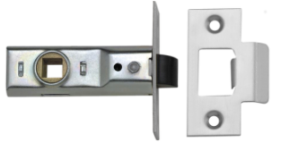 UNION TUBULAR LATCH (QUIET OPERATION NYLON LATCH BOLT) 64MM (2 1/2") POLISHED SILVER ENAMEL