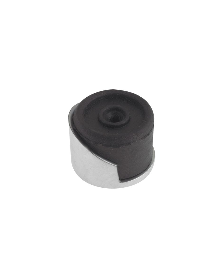 ROUND SHOULDER FLOOR MOUNTED RUBBER DOOR STOP 38MM SATIN CHROME