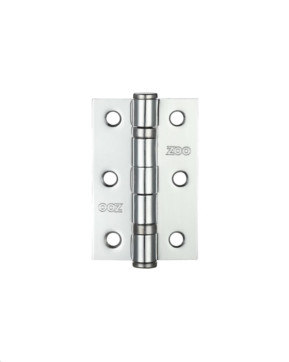 BALL BEARING BUTT HINGE 76 X 50 X 2MM (3" X 2") POLISHED CHROME (PAIR)