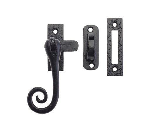 CURLY TAIL CASEMENT FASTENER MP/HP 4" BLACK ANTIQUE