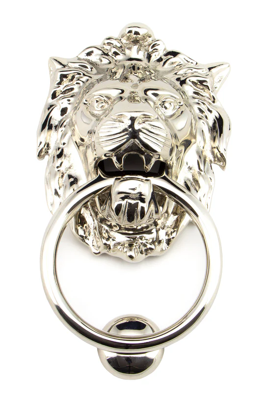 FTA 91997 POLISHED NICKEL LION HEAD DOOR KNOCKER