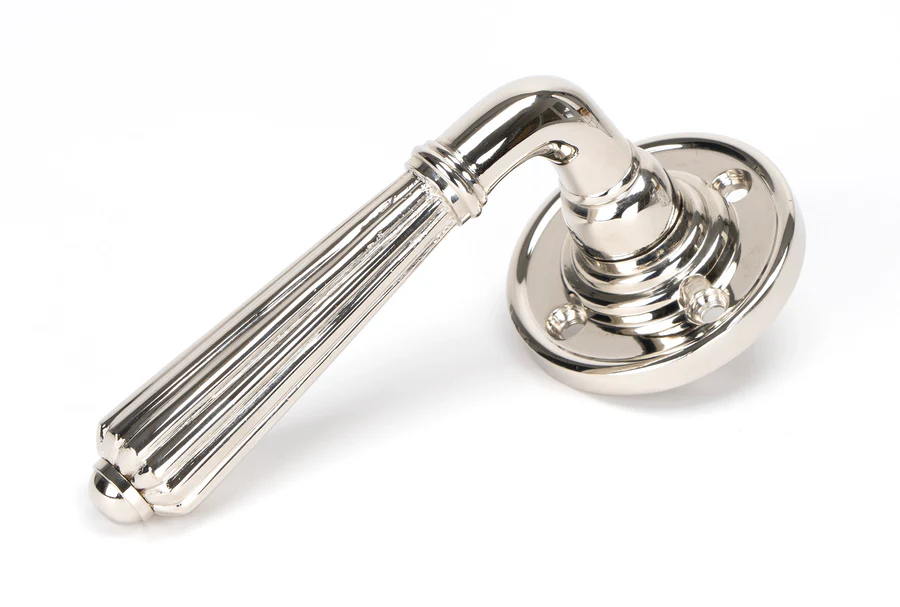 FTA 50082 POLISHED NICKEL HINTON LEVER ON ROSE SET - UNSPRUNG