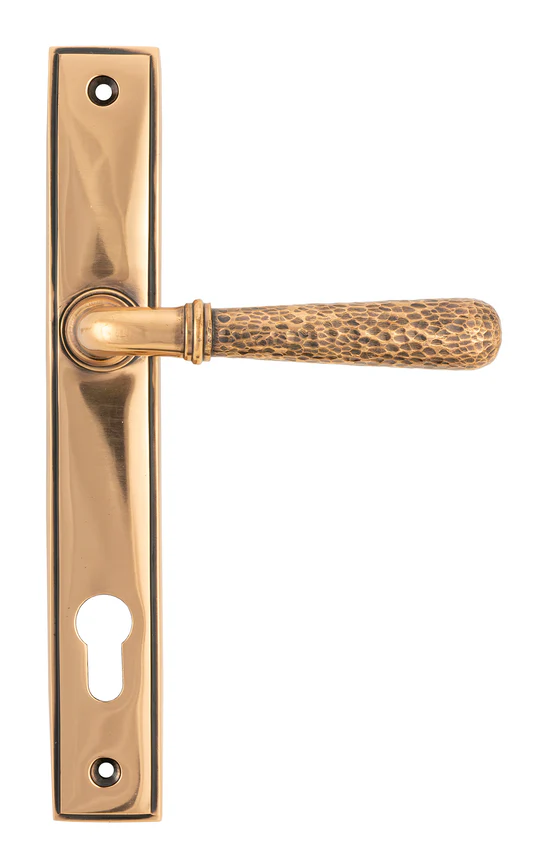 FTA 45774 POLISHED BRONZE HAMMERED NEWBURY SLIMLINE ESPAG. LOCK SET