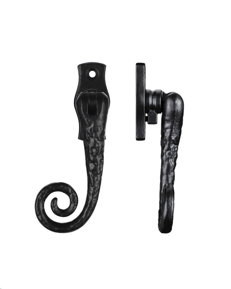 CURLY TAIL CASEMENT FASTENER LOCKABLE RIGHT BLACK ANTIQUE