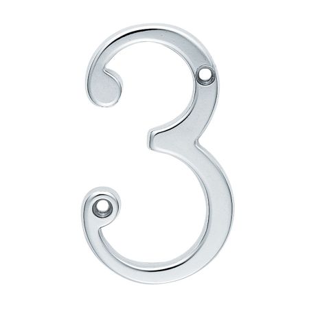ARCHITECTURAL FACE-FIX NUMERAL 76MM (3") NO.3 POLISHED CHROME
