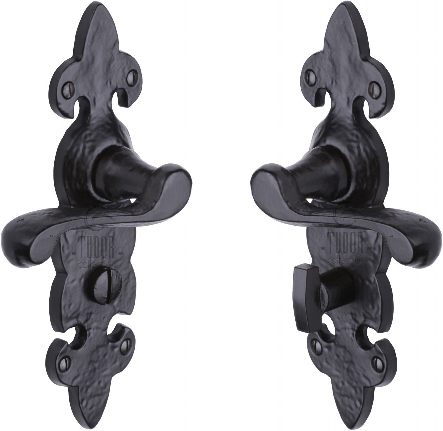 FLEUR-DE-LYS LEVER BATHROOM SET BLACK ANTIQUE