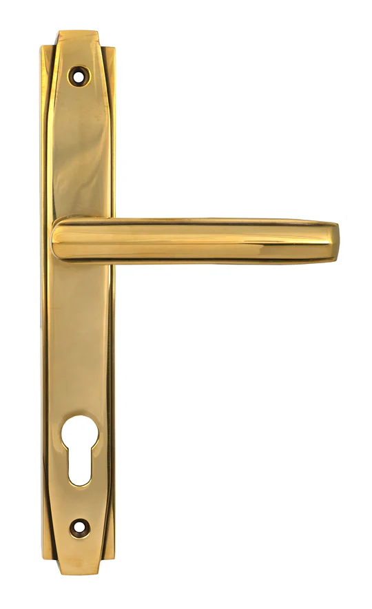 FTA 51186 AGED BRASS ART DECO SLIMLINE LEVER ESPAG. LOCK SET
