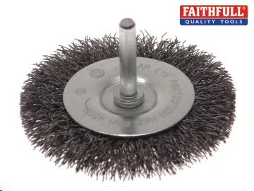 CRIMPED STEEL WIRE WHEEL BRUSH  50MM ON 6MM (1/4") SHAFT