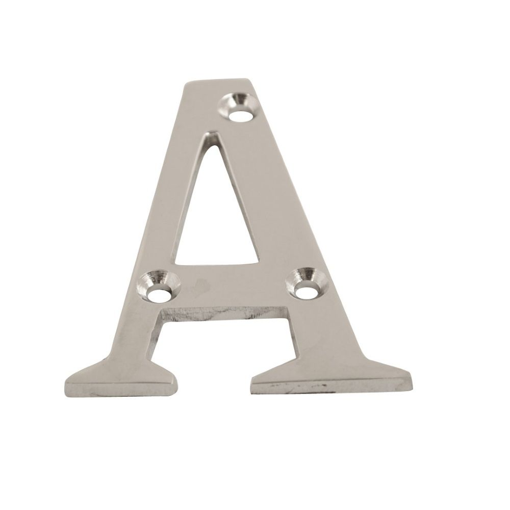 FACE-FIX LETTER 'A' 64MM (2.5") POLISHED CHROME.