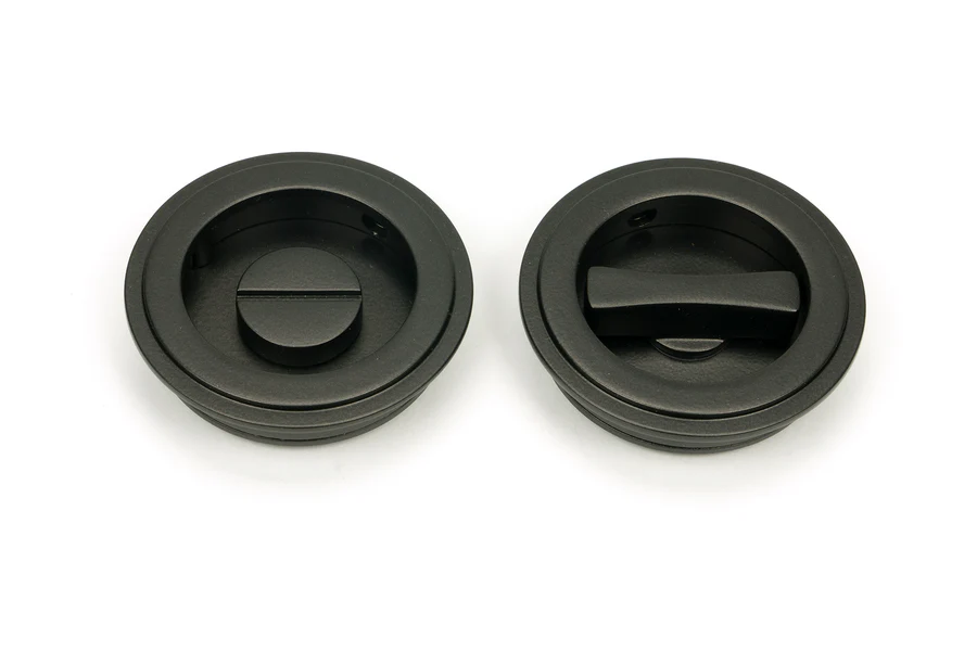 FTA 50129 AGED BRONZE 75MM ART DECO ROUND PULL - PRIVACY SET