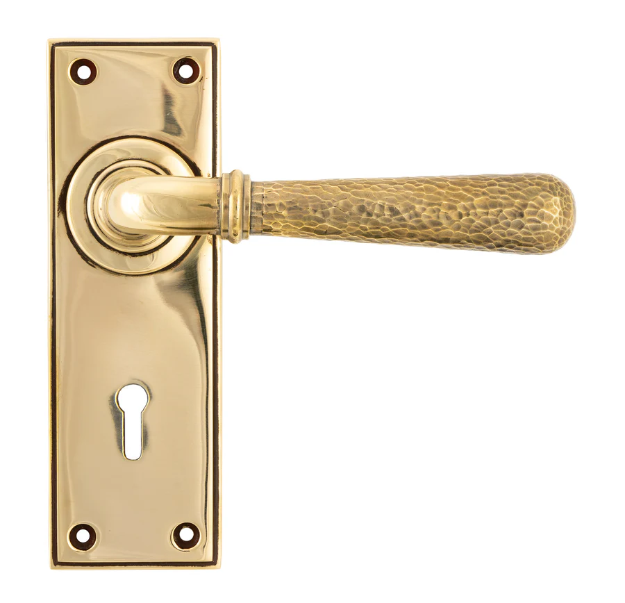 FTA 46209 AGED BRASS HAMMERED NEWBURY LEVER LOCK SET