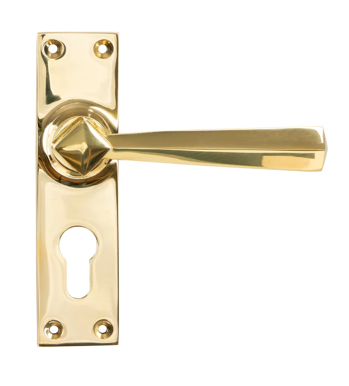 FTA 45761 POLISHED BRASS STRAIGHT LEVER EURO LOCK SET