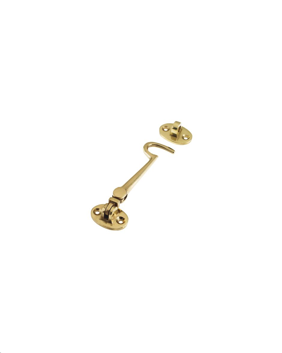 CABIN HOOK SILENT PATTERN 100MM (4") POLISHED BRASS