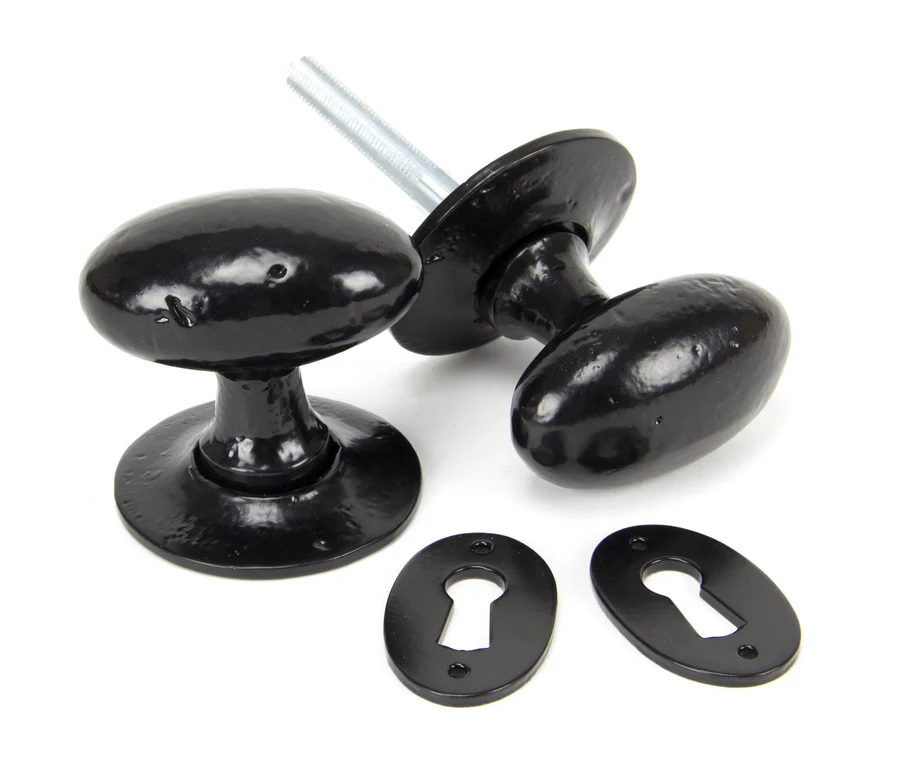 FTA 33251 BLACK OVAL MORTICE/RIM KNOB SET