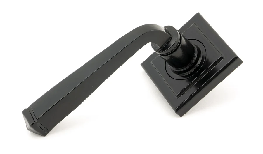 FTA 49960 BLACK AVON ROUND LEVER ON ROSE SET (SQUARE) - UNSPRUNG