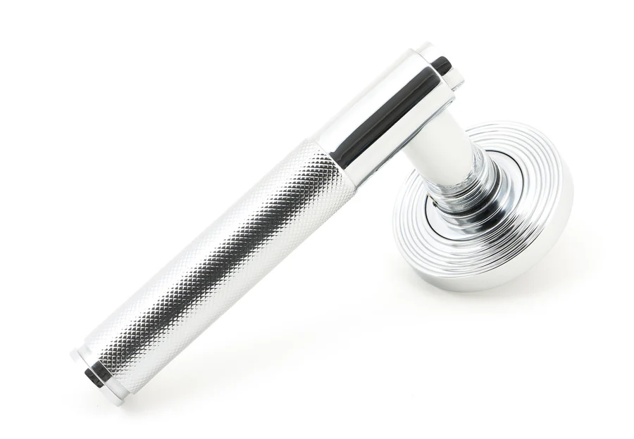 FTA 49999 POLISHED CHROME BROMPTON LEVER ON ROSE SET (BEEHIVE) - UNSPRUNG