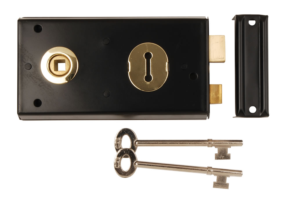 TRADITIONAL RIM LOCK 140 X 76MM BLACK