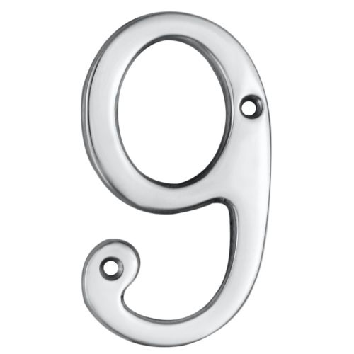 ARCHITECTURAL FACE-FIX NUMERAL 76MM (3") NO.6/9 POLISHED CHROME