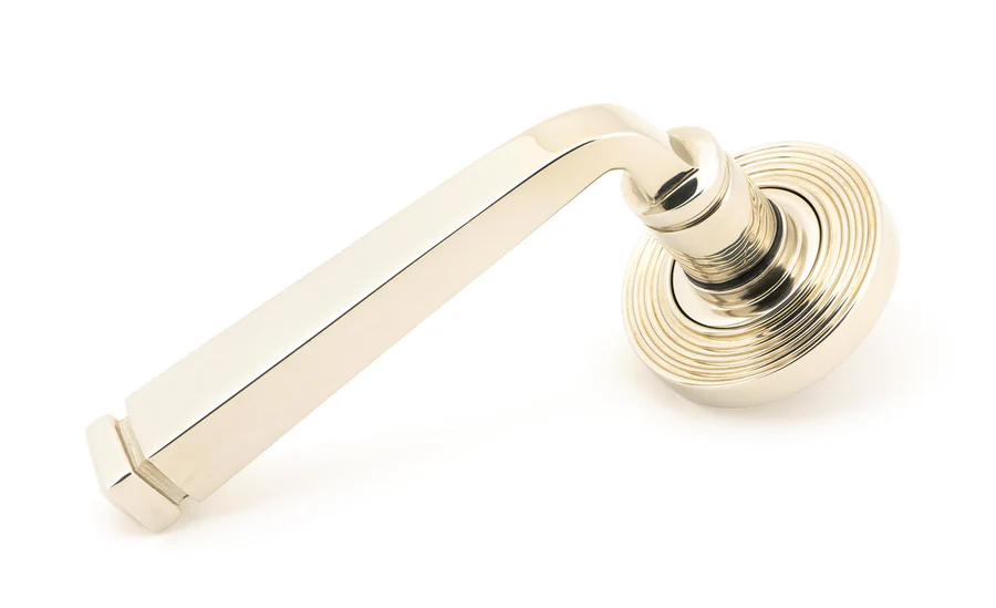 FTA 49955 POLISHED NICKEL AVON ROUND LEVER ON ROSE SET (BEEHIVE) - UNSPRUNG
