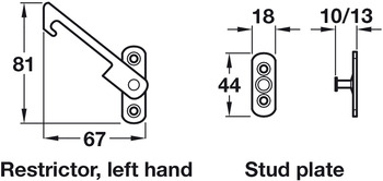 CONCEALED WINDOW RESTRICTOR/SAFETY CATCH (STUD PLATE ONLY 10MM) STAINLESS STEEL