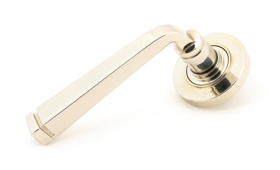 FTA 49953 POLISHED NICKEL AVON ROUND LEVER ON ROSE SET (PLAIN) - UNSPRUNG