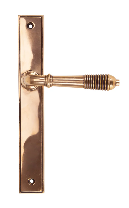 FTA 45428 POLISHED BRONZE REEDED SLIMLINE LEVER LATCH SET