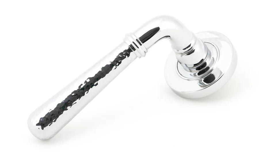FTA 46073 POLISHED CHROME HAMMERED NEWBURY LEVER ON ROSE SET (PLAIN)
