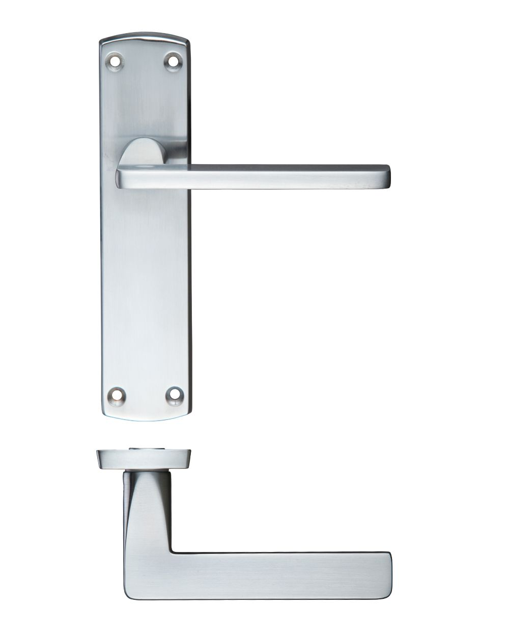 LEON LEVER ON PLATE LATCH SATIN CHROME