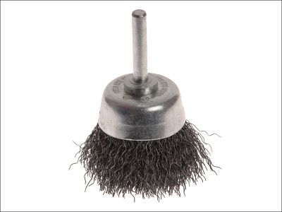 WIRE CUP BRUSH 50MM ON 6MM (1/4") SHAFT (INDUSTRIAL 12,000RPM)
