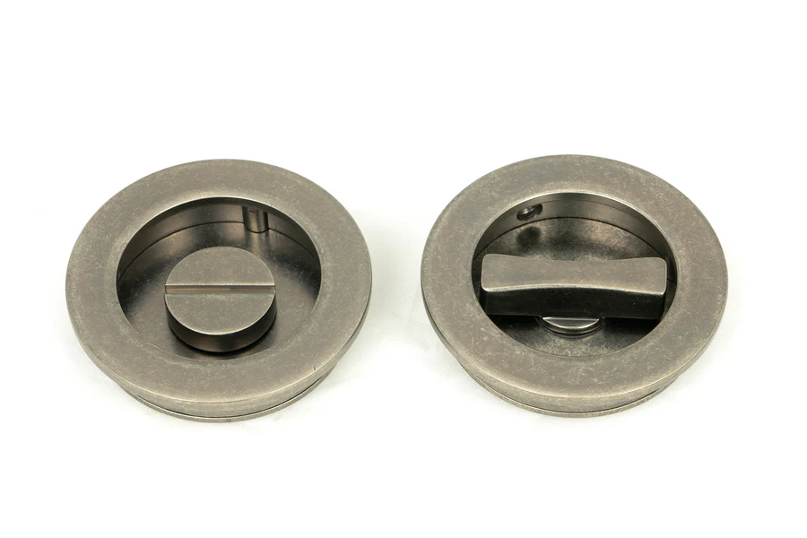 FTA 50185 PEWTER 75MM PLAIN ROUND PULL - PRIVACY SET