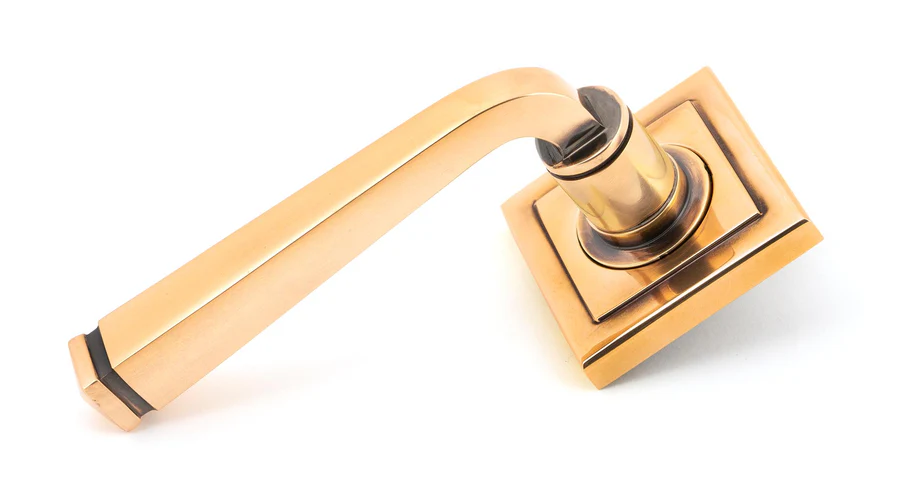 FTA 50064 POLISHED BRONZE AVON ROUND LEVER ON ROSE SET (SQUARE) - UNSPRUNG