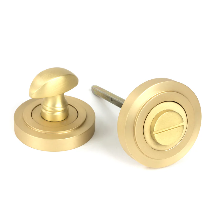 FTA 50881 SATIN BRASS ROUND THUMBTURN SET (ART DECO)