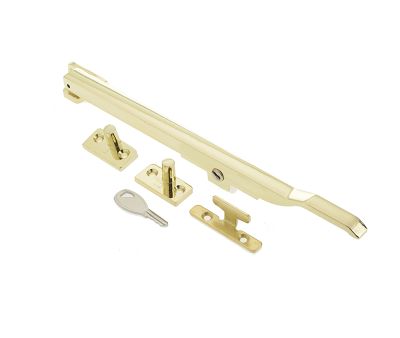 CONTRACT CASEMENT STAY (LOCKABLE) 250MM (10") POLISHED BRASS