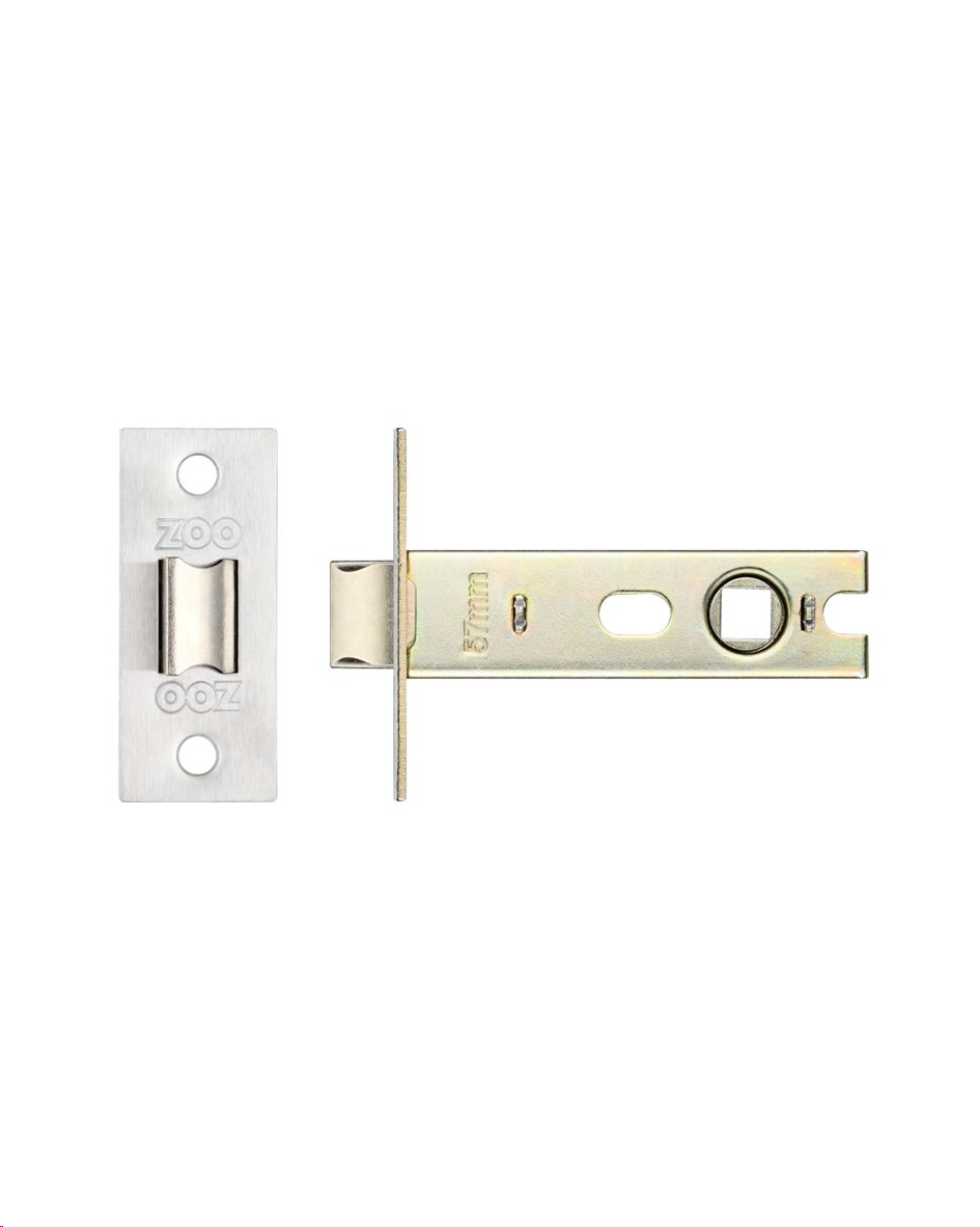 BOLT-THROUGH TUBULAR MORTICE LATCH 76MM (3") SATIN CHROME (WITH SILVER LATCH BOLT)