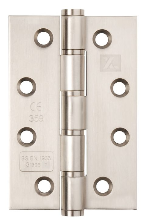 BALL BEARING GRADE 7 BUTT HINGE 75 X 50 X 2MM (3" X 2") SATIN STAINLESS STEEL (PACK OF 3 = 1.5 PAIRS)