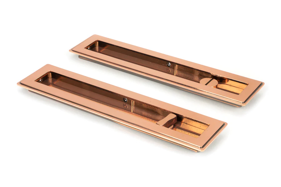 FTA 50139 POLISHED BRONZE 250MM ART DECO RECTANGULAR PULL -PRIVACY SET