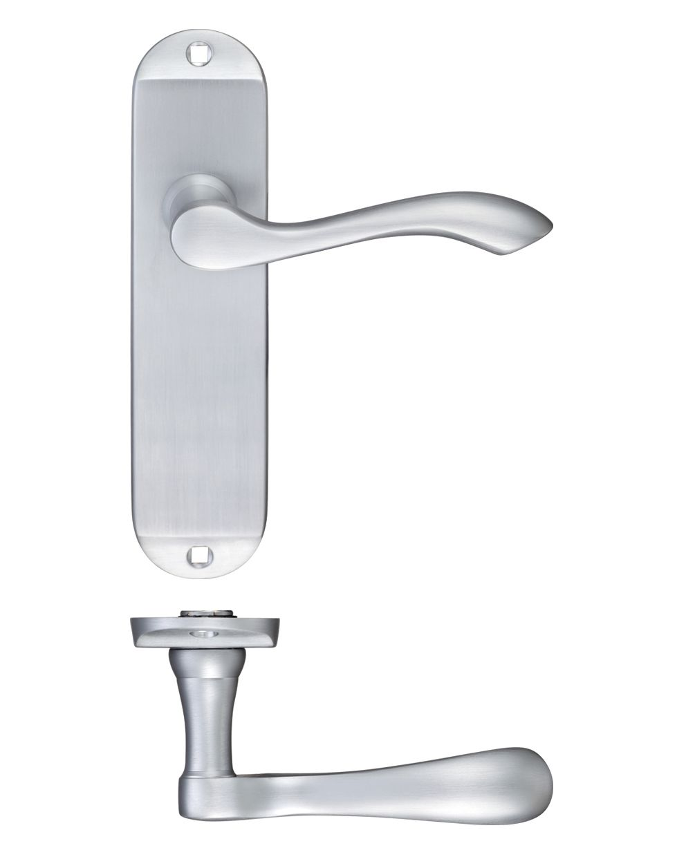 PROJECT ARUNDEL LEVER LATCH ON PLATE SATIN CHROME