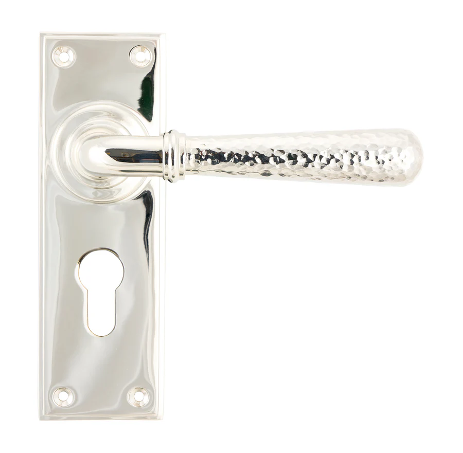 FTA 46220 POLISHED NICKEL HAMMERED NEWBURY LEVER EURO LOCK SET