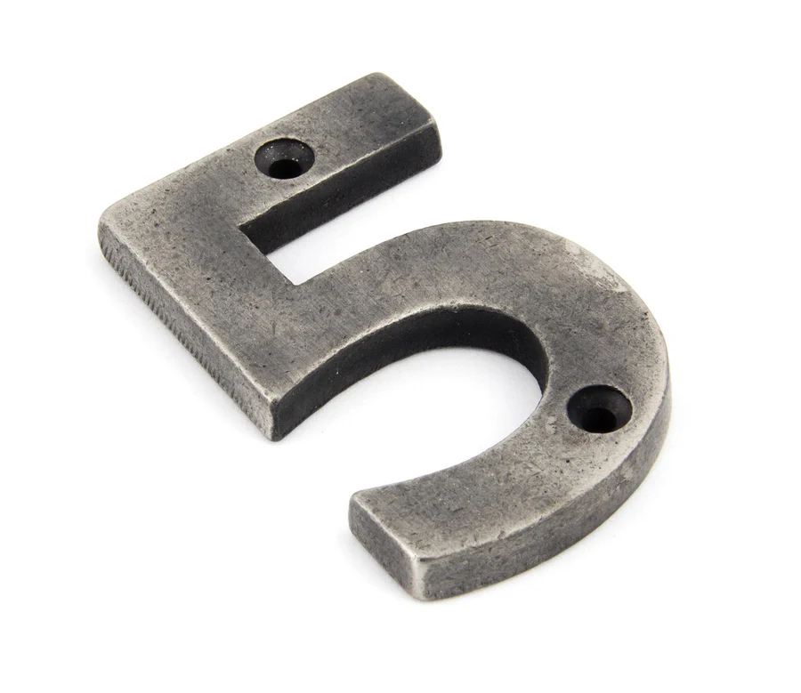 FTA 83735 ANTIQUE PEWTER NUMERAL 5