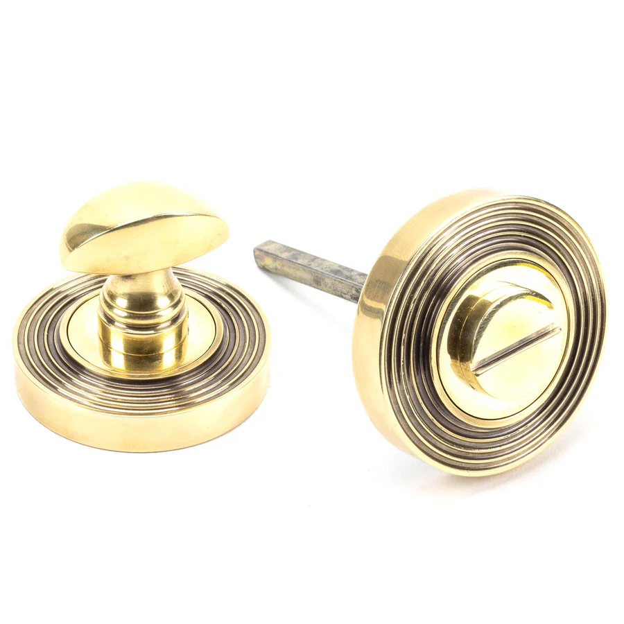 FTA 45733 AGED BRASS ROUND THUMBTURN SET (BEEHIVE)