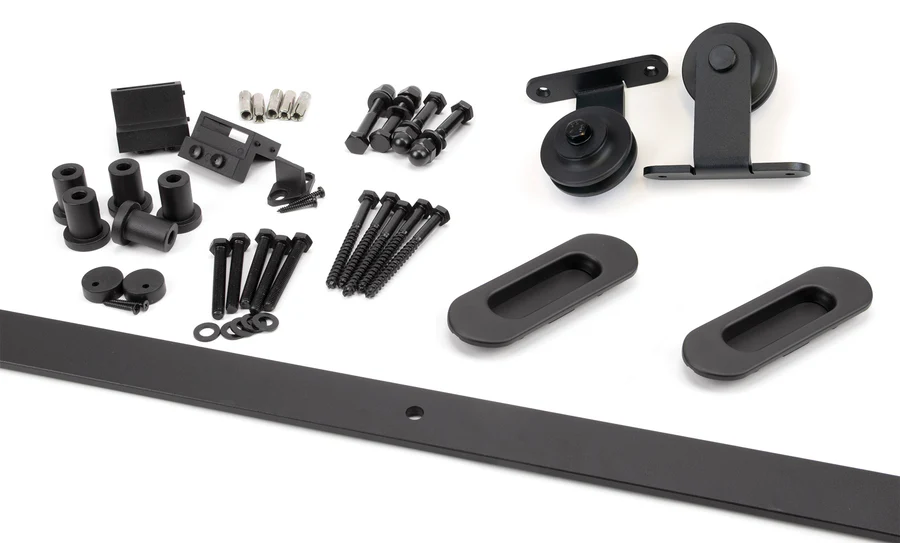 FTA 93231 100KG BLACK (TOP MOUNT) SLIDING DOOR HARDWARE KIT (3M TRACK)
