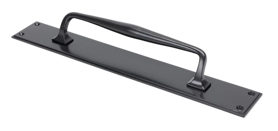 FTA 45377 AGED BRONZE 425MM ART DECO PULL HANDLE ON BACKPLATE