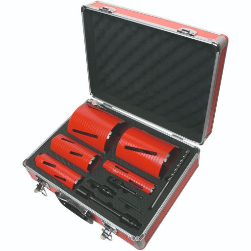 RED TEN SPIRO DCD DRY DIAMOND CORE DRILL BOX SET (38,52,65,117,127 X 165MM + ACCESSORIES)
