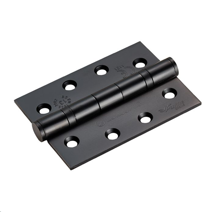 BALL BEARING GRADE 13 BUTT HINGE 102 X 76 X 3MM (4" X 3") MATT BLACK (PAIR)