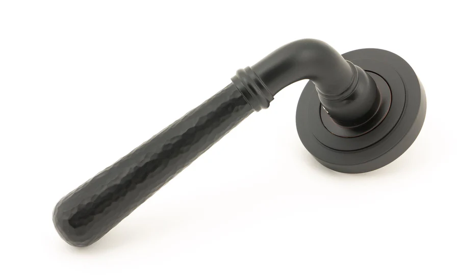 FTA 46082 AGED BRONZE HAMMERED NEWBURY LEVER ON ROSE SET (ART DECO)